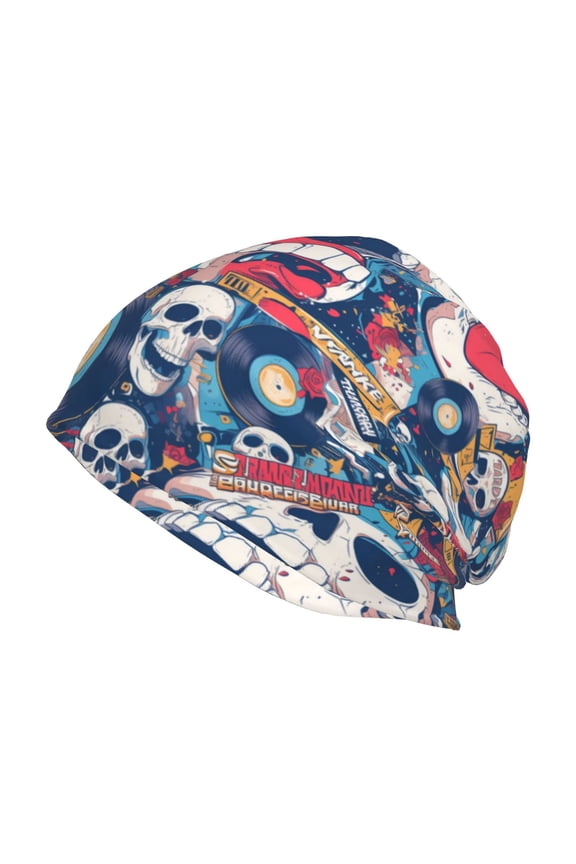 cool rock Skull Print Knit Hat,Winter Beanie for Men Women, Beanie Soft Warm Ski Stocking Cuffed Cap