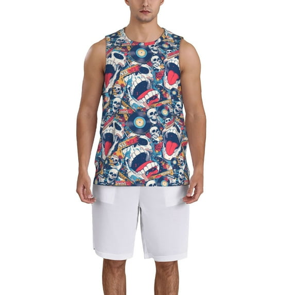 Xecao cool rock Skull print basketball shirt for both men and women, a unisex basketball jersey perfect for theme parties-3X-Large