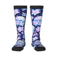 thumbnail image 1 of Xecao crystal Skull flower leaf print thigh-high socks, crafted for both men and women with a stretchy, high-opaque design perfect for daily wear, 1 of 6