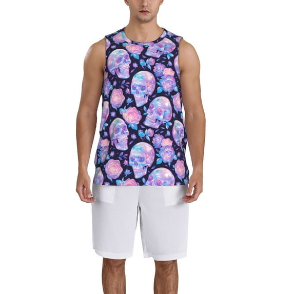 Xecao crystal Skull flower print basketball shirt for both men and women, a unisex basketball jersey perfect for theme parties-Small