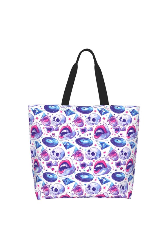 crystal Skull record lips for Tote Bag for Women, Tote Shoulder Bag with a littlw pocket and Handbag for Travel, Work