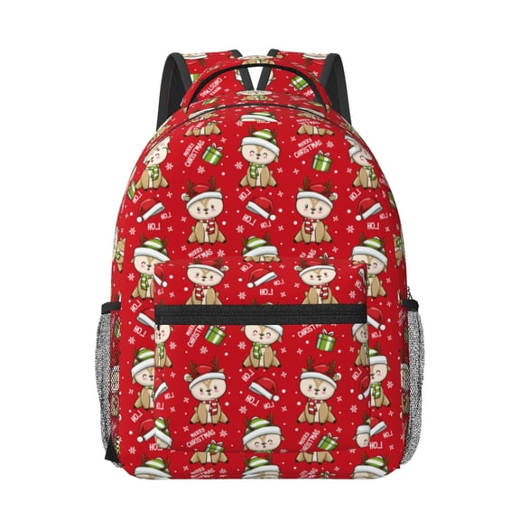 Xecao cute Christmas Moose Print Casual Backpack: A Computer Backpack Ideal for Men and Women, Perfect for College, School, or Daily Travels-One Size