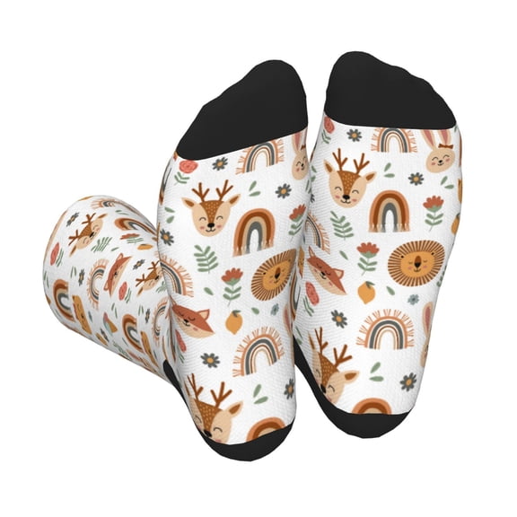 Xecao cute Rainbow Animal Print Crew Socks for Men and Women, Men's Soft Moisture-wicking Sock