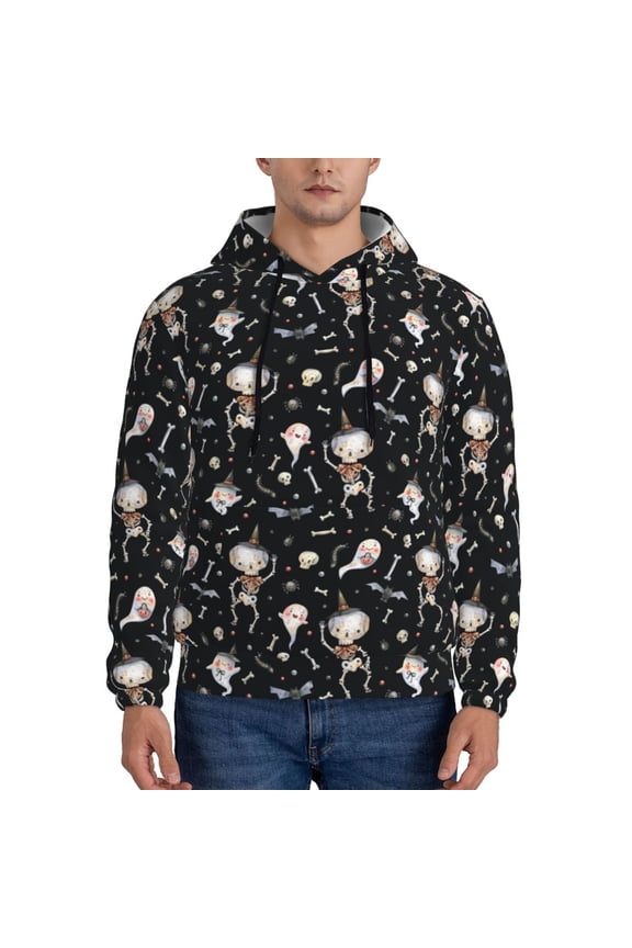 cute Skull bone Pattern Men's Adult Pullover Hoodie,Hooded Sweatshirt-Large