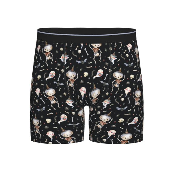 Xecao cute Skull bone Print Boxer Briefs for Men's Stretch Moisture-Wicking Underwear, Mid-Rise Classics breathable fabric