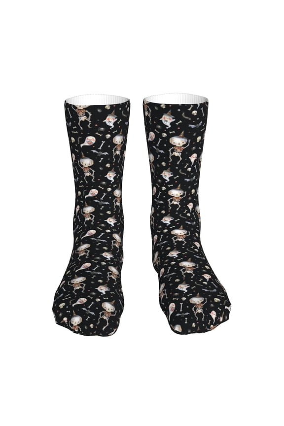 cute Skull bone Print Fashion No Heel Casual Crew Socks Cushioned Breathable for Men Women - Moisture wicking,Not easy to fade Suitable for daily