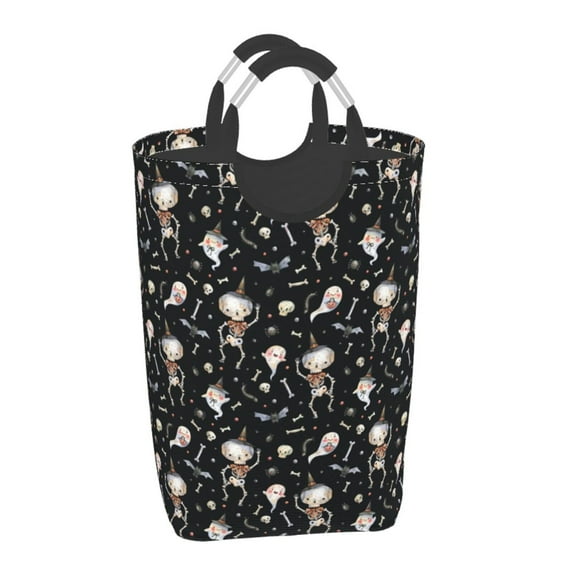 Xecao cute Skull bone for Laundry Basket,Collapsible Large Laundry Hamper,Wash Bag for Laundry Room, Rolling Laundry Basket with Handles