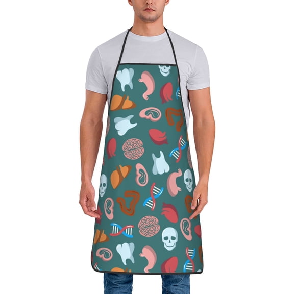 Xecao cute Skull organ Print Funny BBQ Chef Aprons for Men Women,Adjustable Kitchen Cooking Aprons with Pocket Waterproof Oil Proof No Pilling Fading