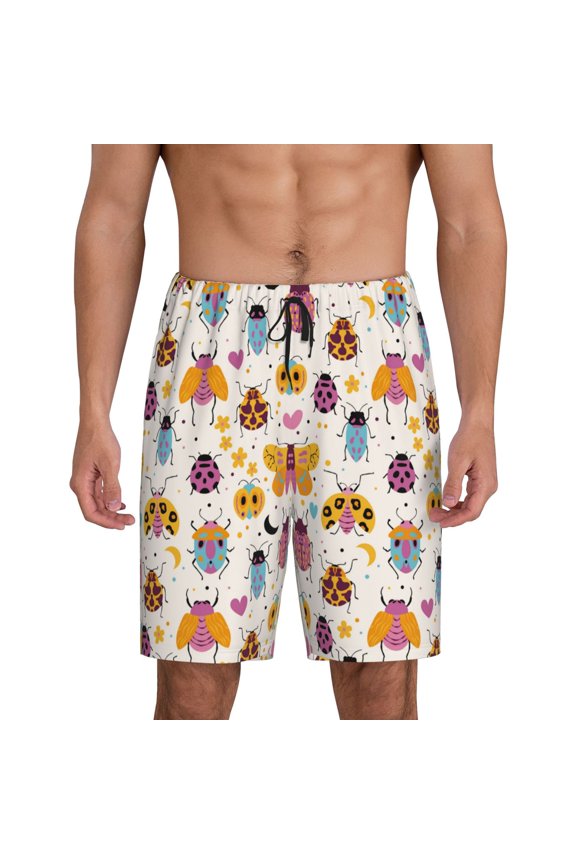 cute bugs Print Men's Sleepwear Shorts Pajama Bottom Lounge Short nightwear with Convenient Pockets for Relaxed Home Wear-Medium
