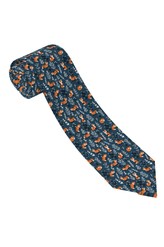 cute fall fox Print Tie For Men Necktie Woven Jacquard Neck Ties,Classic Men's Tie