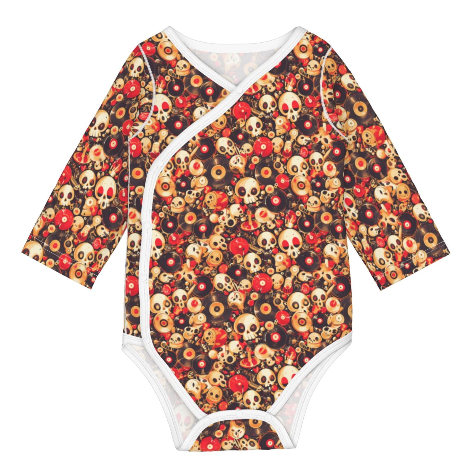 Xecao cute record music Skull Print Baby unisexbaby Cotton Longsleeve