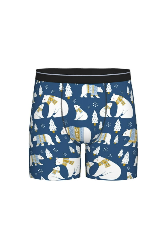 cute winter bear Print Boxer Briefs for Men's Stretch Moisture-Wicking Underwear, Mid-Rise Classics breathable fabric