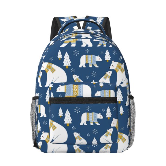 Xecao cute winter bear Print Casual Backpack: A Computer Backpack Ideal for Men and Women, Perfect for College, School, or Daily Travels-One Size