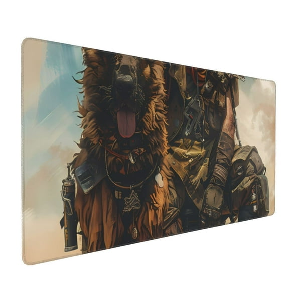 Xecao desert Man Shepherd Dog Print Large Mouse Pad, 16x35.5in Mousepad, Professional Non-Slip Rubber Base Big Mouse Pad, Mouse Pad for Gaming & Office Full Desk Mouse Pad