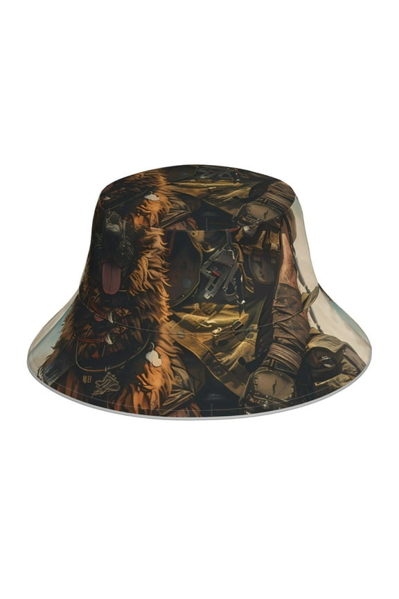 desert Man Shepherd Dog Print Men and Women Night Reflective Hat Runner Cap Visor Bucket Hat Boonie Cap