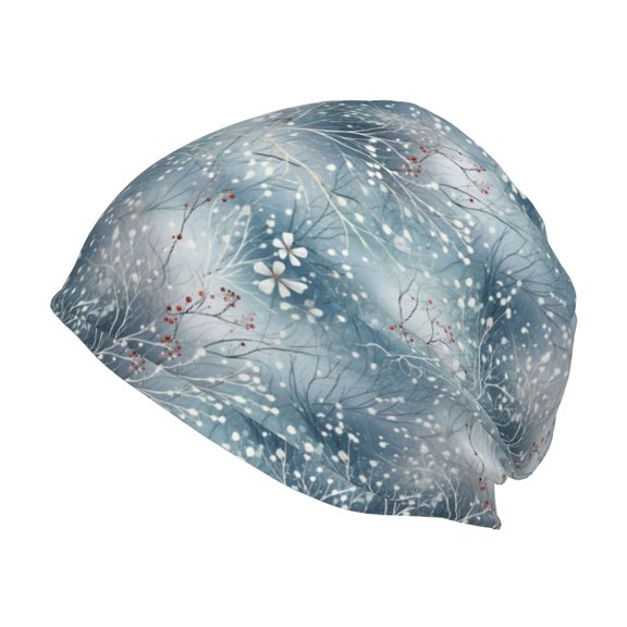 Xecao enchanted winter snowflake holly Print Knit Hat,Winter Beanie for Men Women, Beanie Soft Warm Ski Stocking Cuffed Cap
