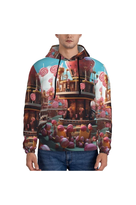 fairy-tale-world-with-delicious-candy Pattern Men's Adult Pullover Hoodie,Hooded Sweatshirt-XX-Large