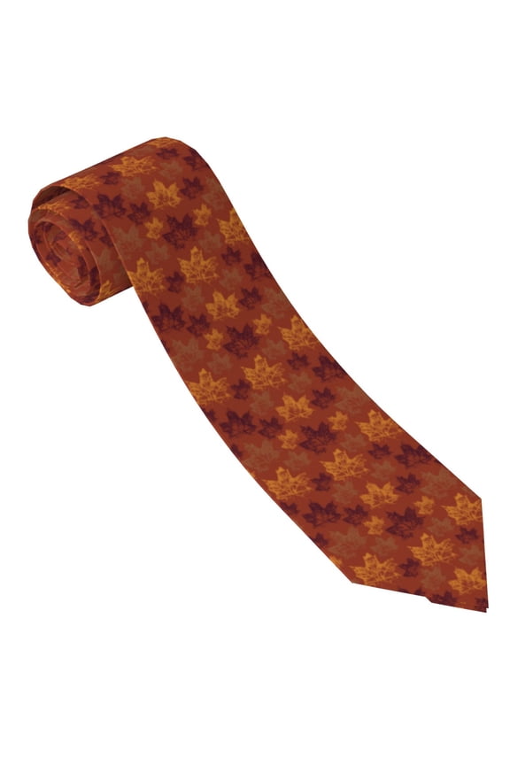 fall Maple Print Tie For Men Necktie Woven Jacquard Neck Ties,Classic Men's Tie