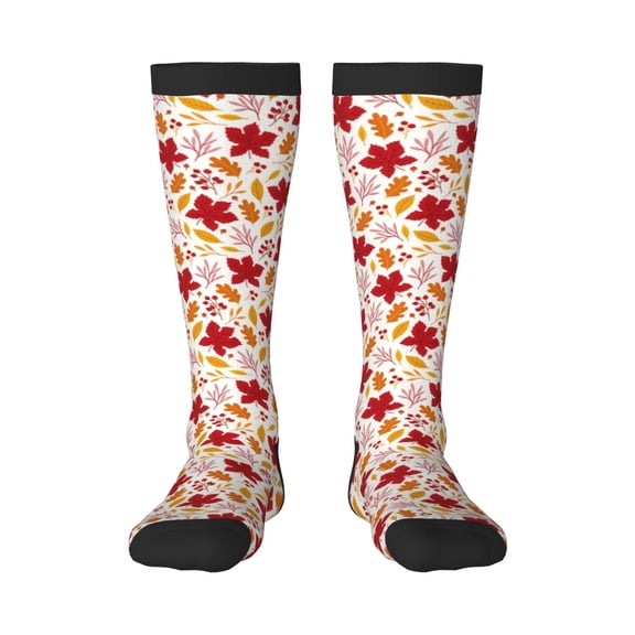 Xecao fall laef Maple Print Compression Socks for Both Men And Women for Running, Travel, Flight, Nurse