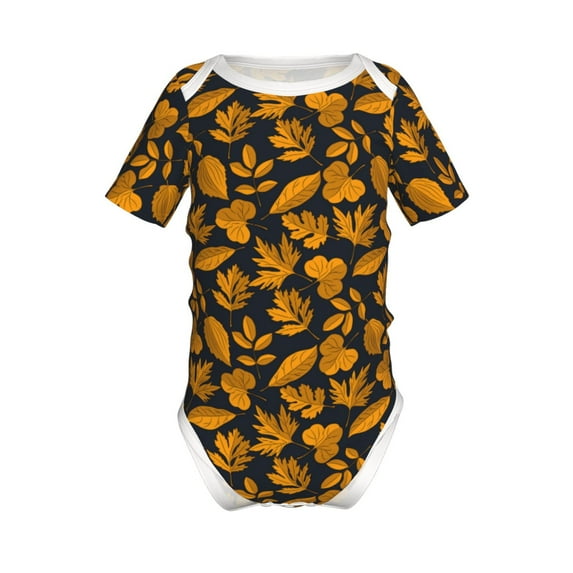 Xecao fall leaf Pattern Baby Climbing Bodysuit Short Sleeve Onesie Unisex 0-12 Months Baby Shirt Newborn Outfits Crotch snap design-18 Months
