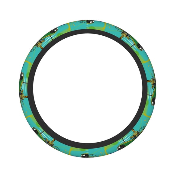 Xecao farmer working with tractor at field Pattern Stretch Elastic Steering Wheel Cover, Fits All Vehicles, 15-Inch Diameter