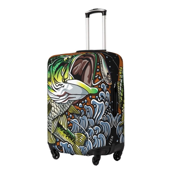 Xecao fishing bass Elastic Luggage Cover, with double-sided print , is perfect for travel, business, and daily use-Small