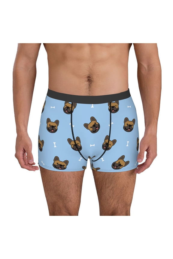 french Bulldog Face Print Men's Underwear Boxer Briefs Pack - Your ComfortSoft, Moisture-Wicking, and Breathable Choice for Men's Underwear-Large