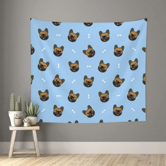 Xecao french Bulldog Face patten Tapestry 60x51 Inches Wall Hanging Poster Tapestry for Living Room Bedroom Home Decor