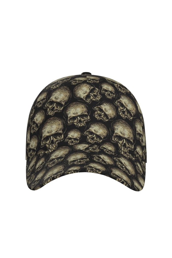 funny Retro Skull for Baseball Cap: Unisex, crafted from classic polyester twill fabric, featuring a soft unconstructed design