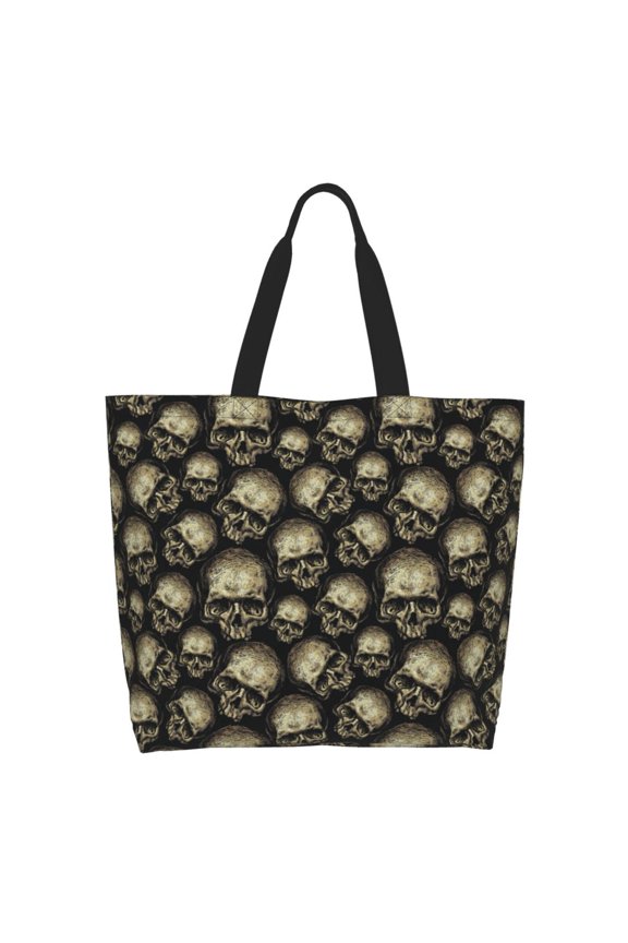 funny Retro Skull for Tote Bag for Women, Tote Shoulder Bag with a littlw pocket and Handbag for Travel, Work