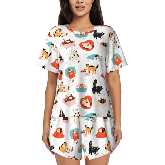 Xecao funny cats celebrating Valentine's Day Print Swimsuit for Women, Summer-Ready, Sporty Style, Quick-Dry Fabric, Available in Many Sizes & Colors-XX-Large
