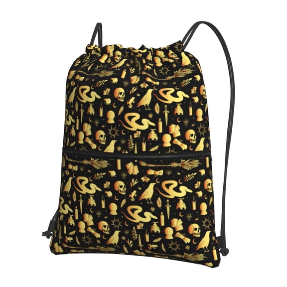 Xecao glod Skull snake bird for Drawstring Bags,Pull String Backpack Bags,String Bag Sackpack