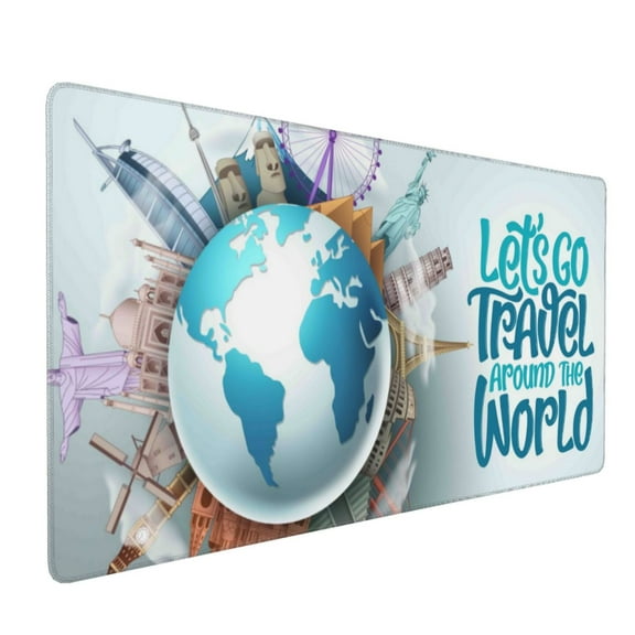 Xecao Let's go Travel Print Large Mouse Pad, 16x35.5in Mousepad, Professional Non-Slip Rubber Base Big Mouse Pad, Mouse Pad for Gaming & Office Full Desk Mouse Pad