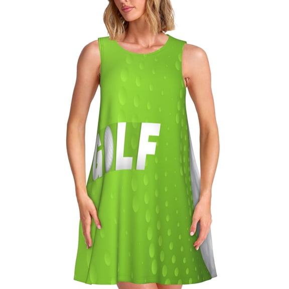 Xecao golf ball for Summer Dresses for Women Casual Sundresses Beach Cover Ups Sleeveless Tshirt Swing Dress with Pockets