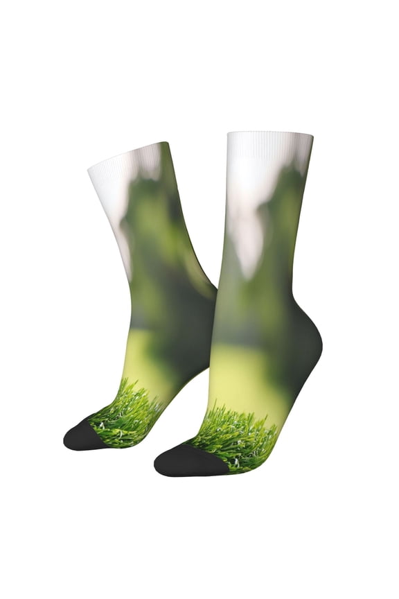 golf ball perched on a tee Pattern Sport Socks for Women and Men Crew Socks Sporty Calf Socks Casual Socks