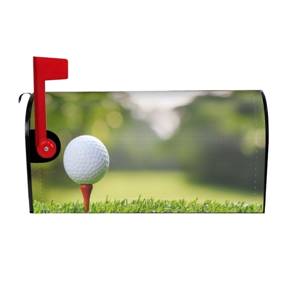Xecao golf ball perched on a tee for Mailbox Cover with Magnetic Strips, Waterproof and Sunscreen, Adds a Decorative Touch to Your Garden Yard-21x18 in