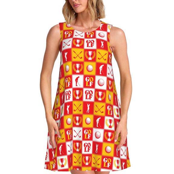 Xecao golf for Summer Dresses for Women Casual Sundresses Beach Cover Ups Sleeveless Tshirt Swing Dress with Pockets