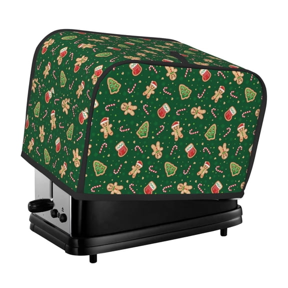 Xecao green Christmas Element Print 2 Slice Toaster Cover with Pockets, Small Appliance Cover, Dust and Fingerprint Protection, Machine Washable