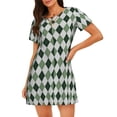 thumbnail image 1 of Xecao grey and green argyle for Women's Loose Nightgown Sleepwear Short Sleeves Shirt Casual Print Sleepdress, 1 of 6