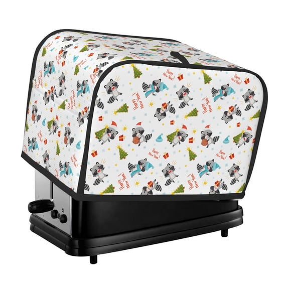 Xecao happy new year Raccoon Print 2 Slice Toaster Cover with Pockets, Small Appliance Cover, Dust and Fingerprint Protection, Machine Washable