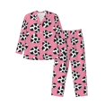 thumbnail image 1 of Xecao heart with cow Print Pajamas Set Mens Pajamas Long Sleeve Loungewear Two-Piece Sleepwear Button-Down Pjs Set,2PJS-Small, 1 of 7