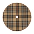 thumbnail image 1 of Xecao khaki coffee plaid Pattern Christmas Tree Skirt Round Xmas Tree Mat Base Cover for Holiday Home Decorations-36", 1 of 6