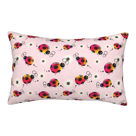 Xecao ladybugs and flower for Decorative Throw Pillow Case for Couch,Sofa or Bed Set,Pillow Cover for Sofa Home Decor Ideal Gift(Pillow core not included)-14"x20"