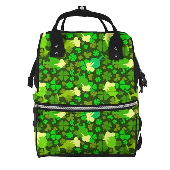 Xecao leaves and glasses of bee Print Large Capacity Nappy Bag Is a Multi-Functional Waterproof Travel Backpack, Perfect as a Nursing Bag or Mummy Backpack for Women