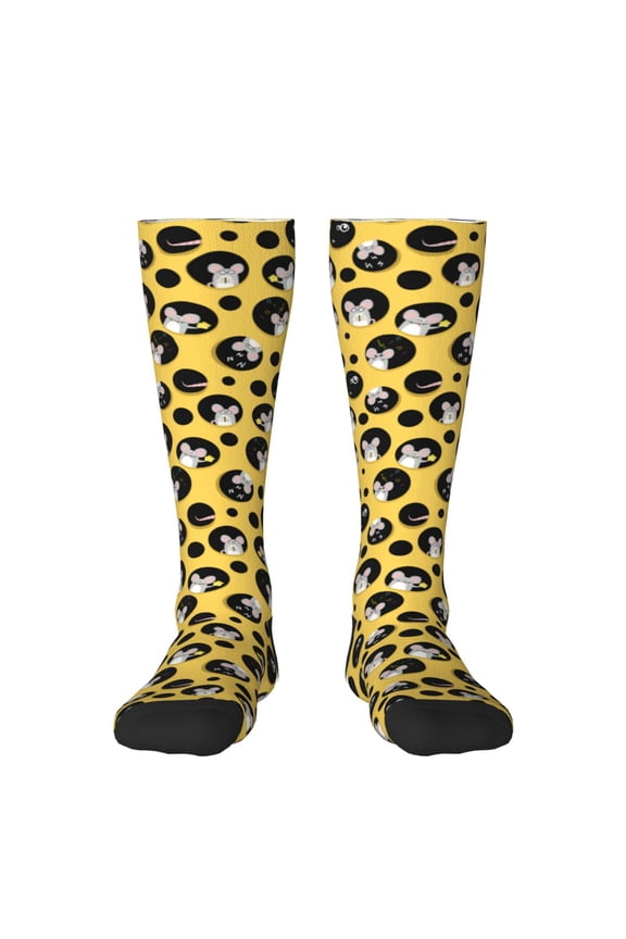 mouse live in cheese home Print Compression Socks for Both Men And Women for Running, Travel, Flight, Nurse