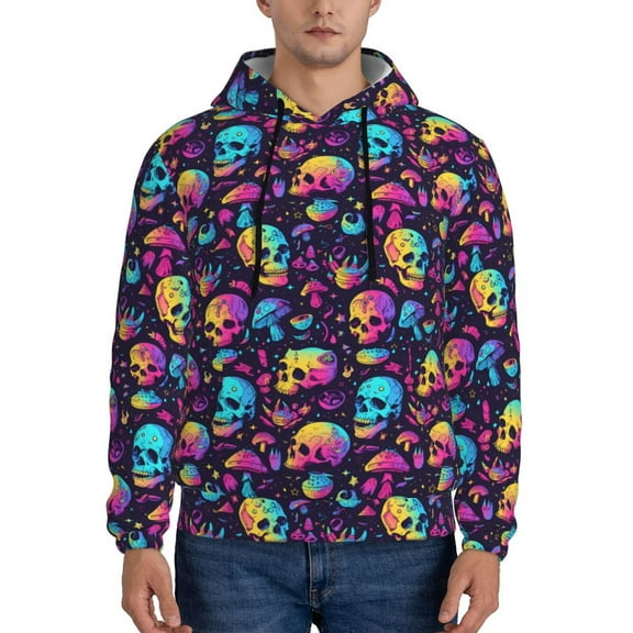 Xecao mushroom Skull star Pattern Men's Adult Pullover Hoodie,Hooded Sweatshirt-4X-Large