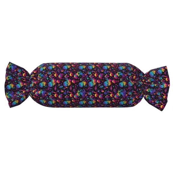 Xecao mushroom colorful Skull Print+Candy-Inspired Plush Pillow for Men Women Suitable for Beds, Sofas, Game Rooms Drawstring Closure