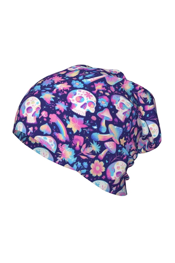 mushroom rainbow Skull cartoon Print Beanie Hat Toddler Girls Boys, Baby Hats Winter Warm Knitted Thermal, Kids Winter Caps