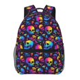 thumbnail image 1 of Xecao mushroom rainbow color Skull Backpack, a stylish and functional choice for both men and women, is the perfect basic bookbag for college, work, or travel, 1 of 5