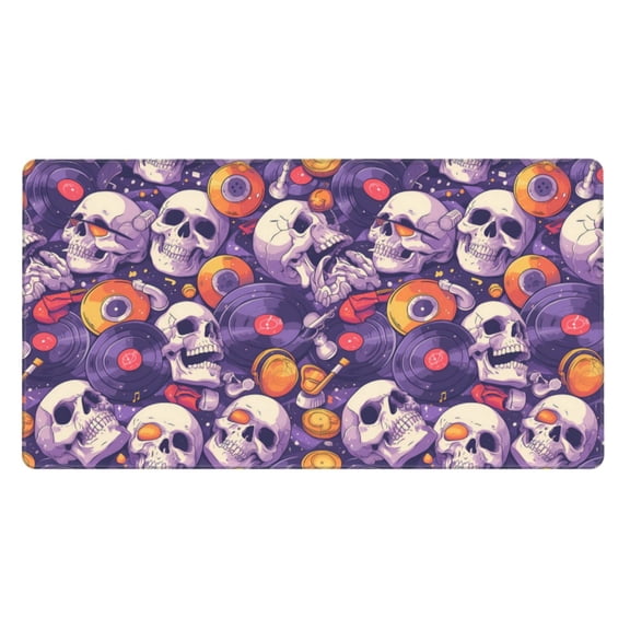 Xecao music Skull record for Waterproof Mouse Pad - Extended Contour Mouse Mat, Large Gaming Mousepad Laptop Keyboard Mat with Non-Slip Rubber Base
